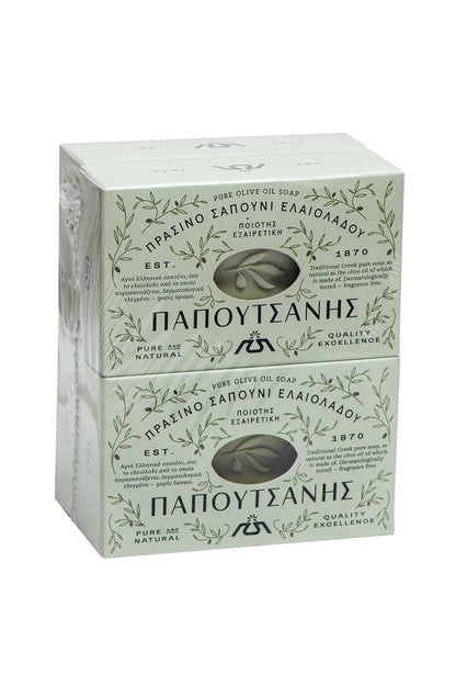 Box of Papoutsanis Pure Greek Olive Oil Castile Soap on a white background