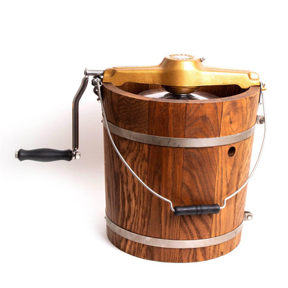 Microplastic-Free Hand-Crank Ice Cream Maker, Steel & Oak, 4-Qt – Lehman's
