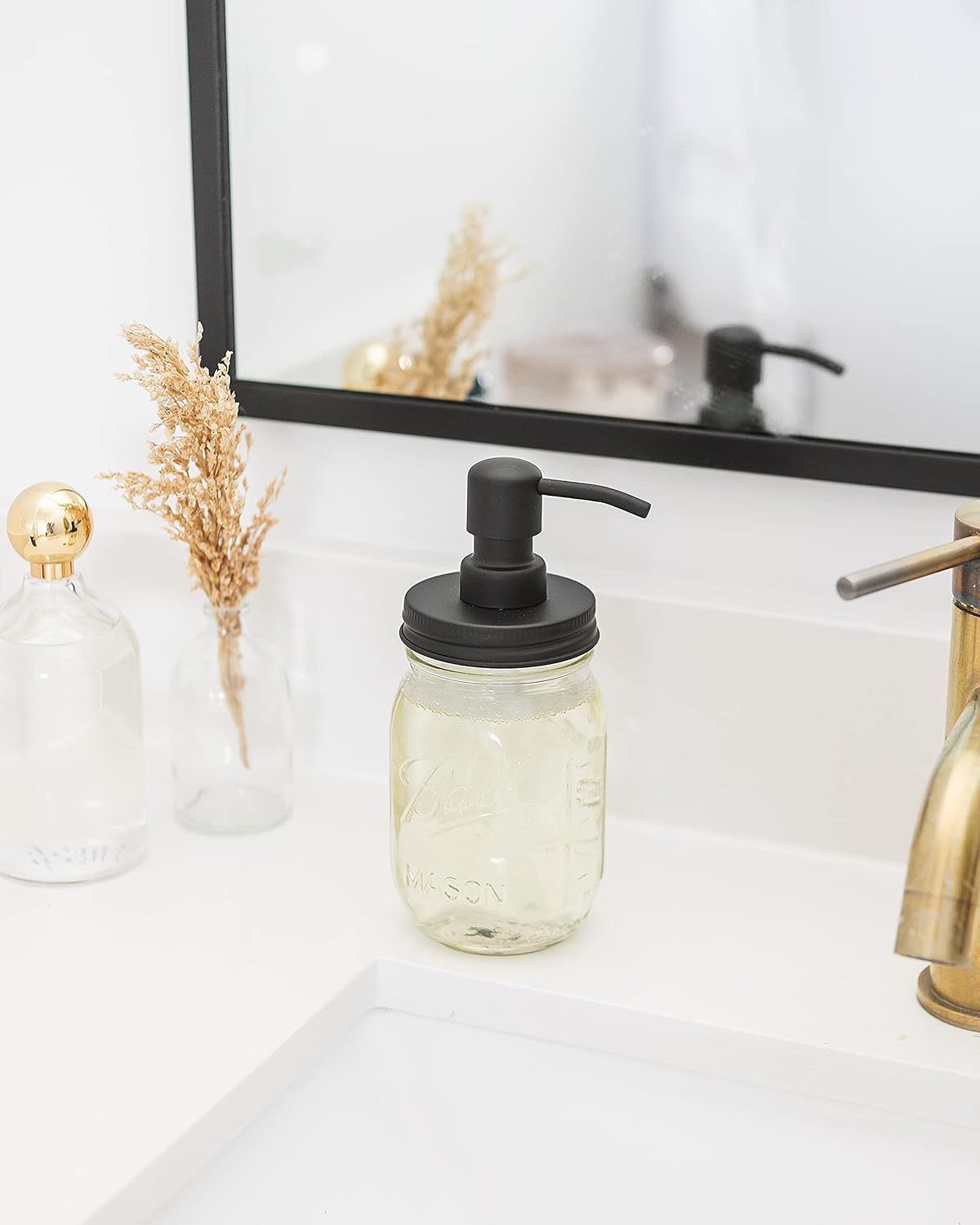 Jarmazing Mason Jar Soap Dispenser: 16 oz Glass & Black Steel