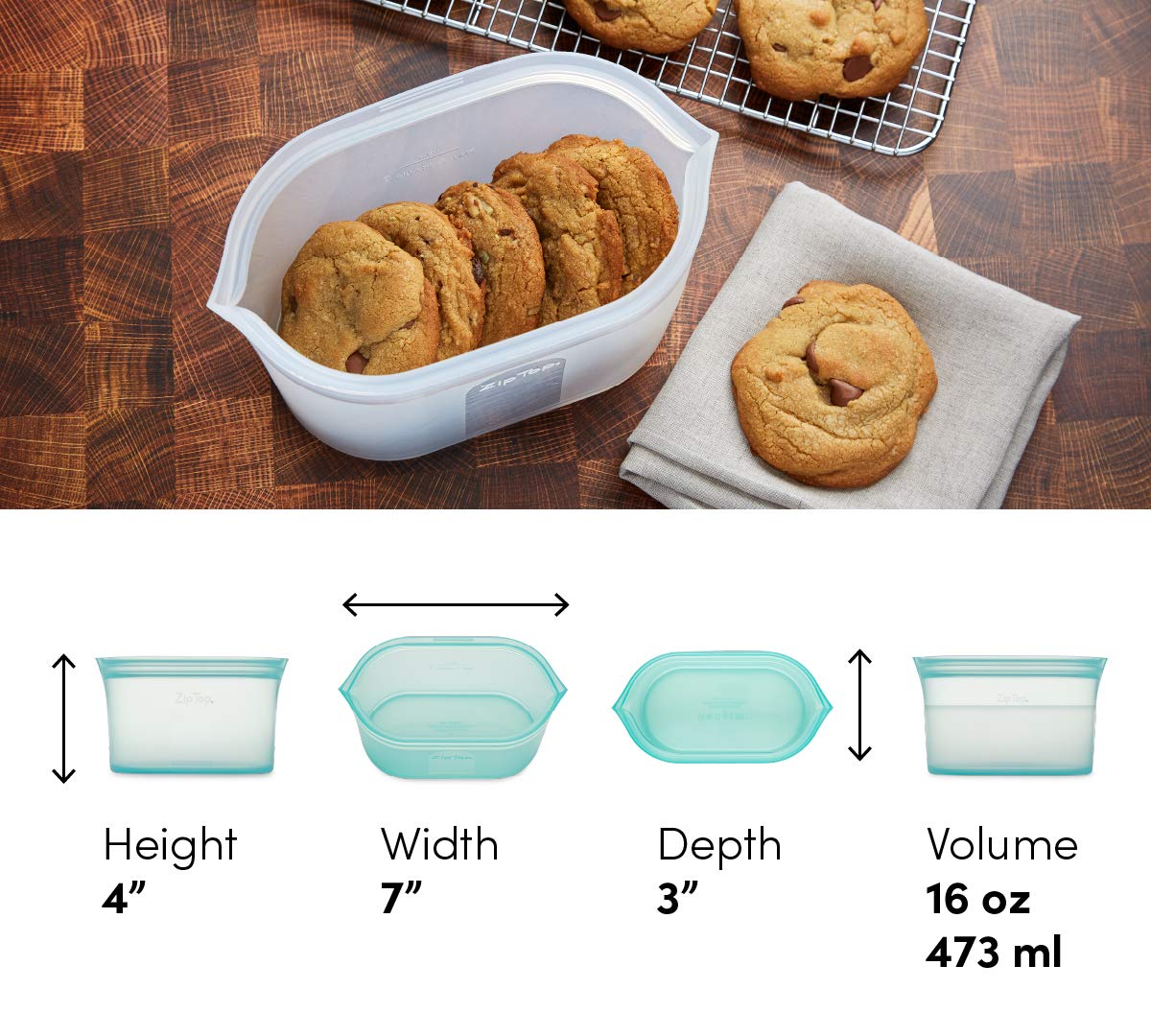 Reusable Silicone Bags, Stand-Up Zip Seal, 2-Bag Set - Zip Top