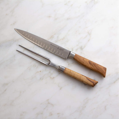 Messermeister Oliva Elite Carving Set (8" Knife & 6" Fork)