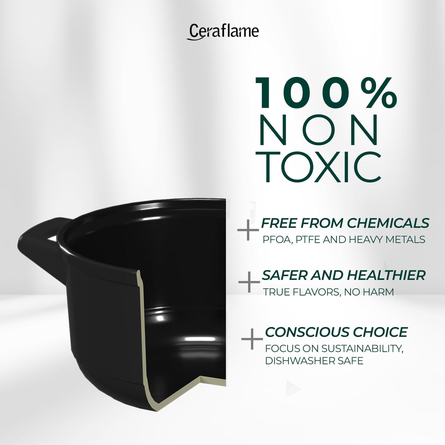 Non-Toxic 100% Pure Ceramic Cookware, No Coating or Metal – Ceraflame