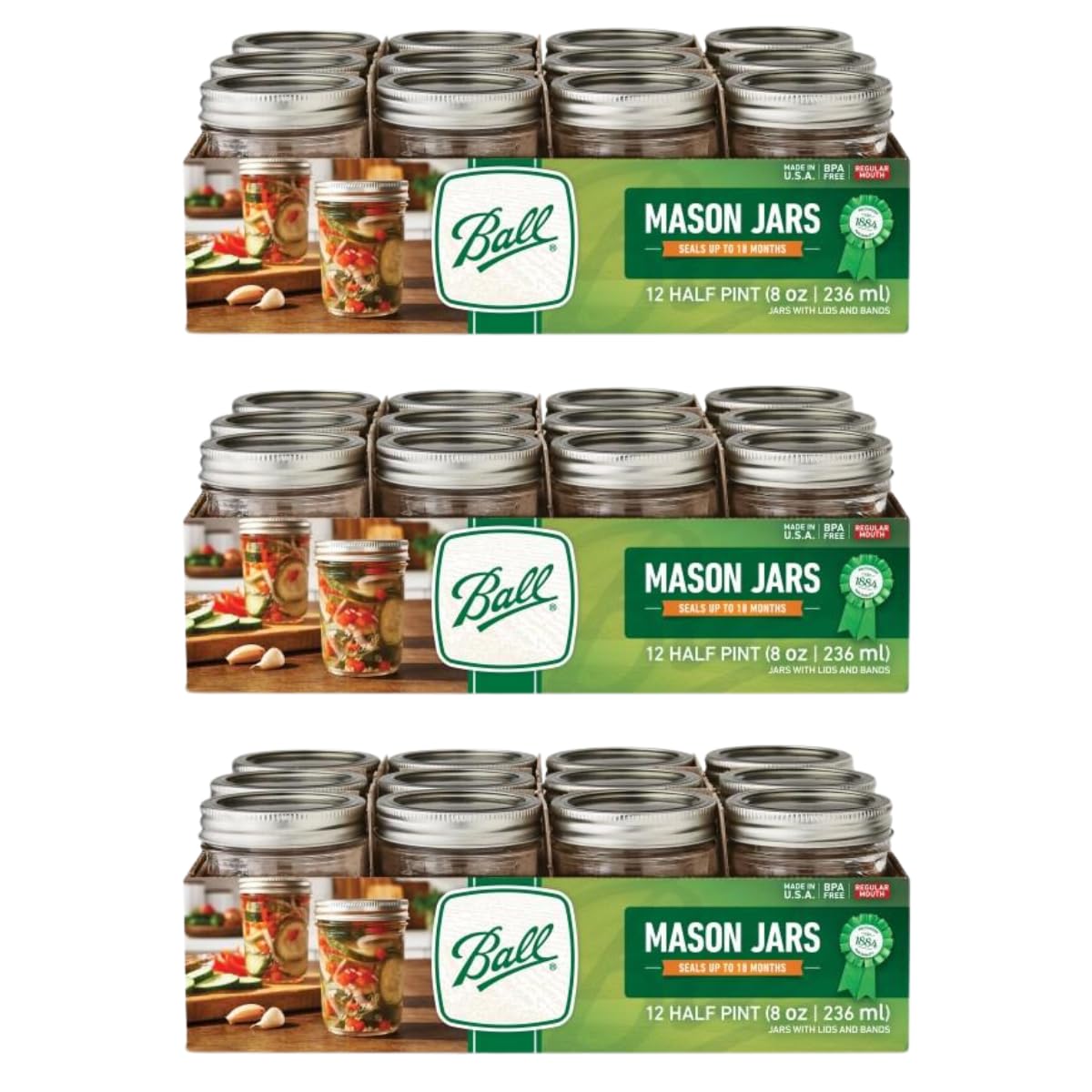 Quilted Glass Jelly Jars, 8 oz, BPA-Free, 12-Count - Ball