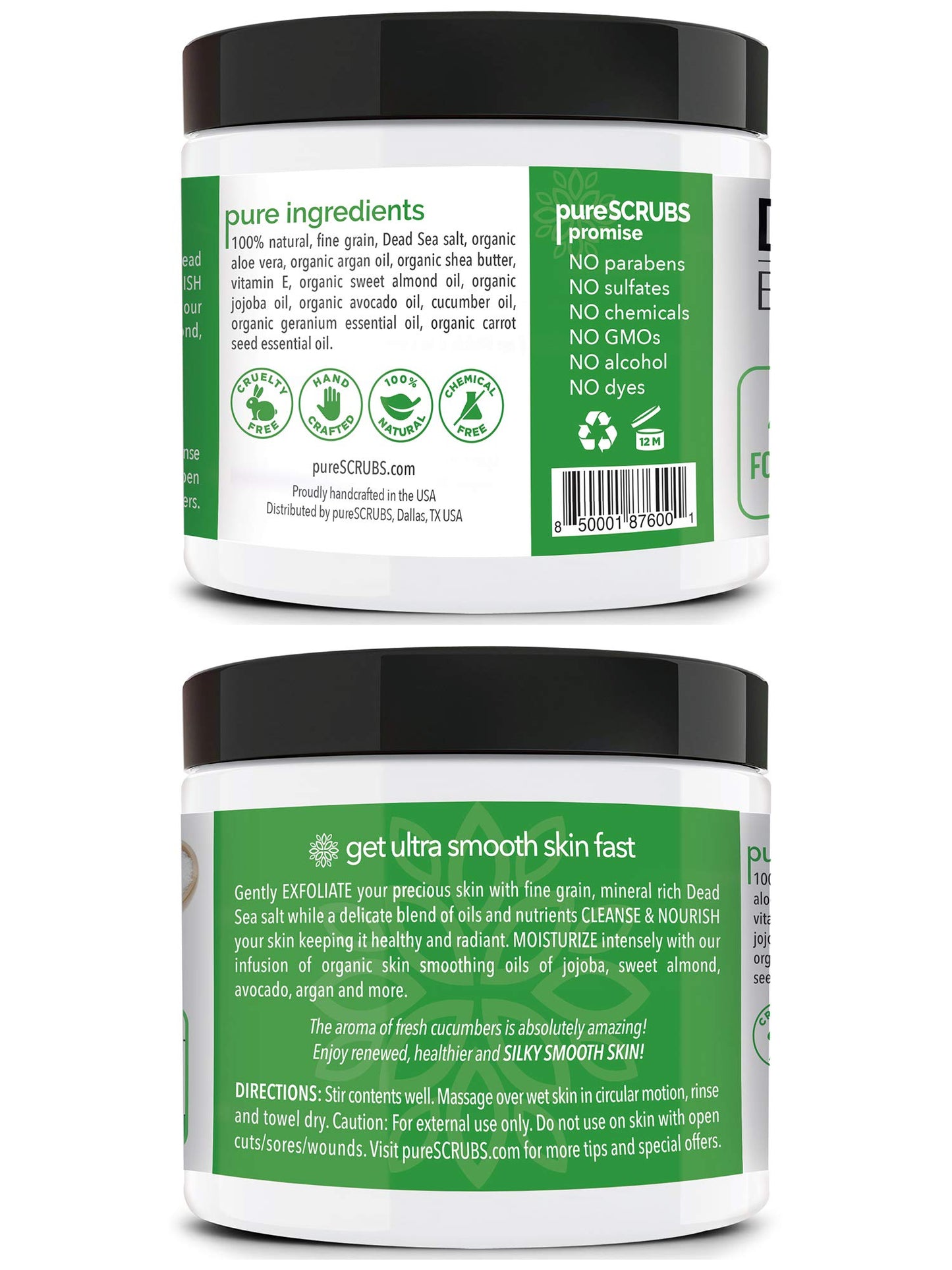Fragrance-Free Dead Sea Salt Body Scrub, Organic Oils – pureSCRUBS Unscented