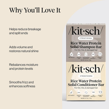 Plastic-Free Rice Water Shampoo & Conditioner Bars, Vegan – Kitsch