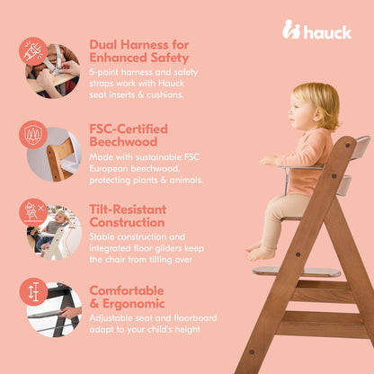 hauck Alpha+ Solid European Beechwood Grow-Along Highchair