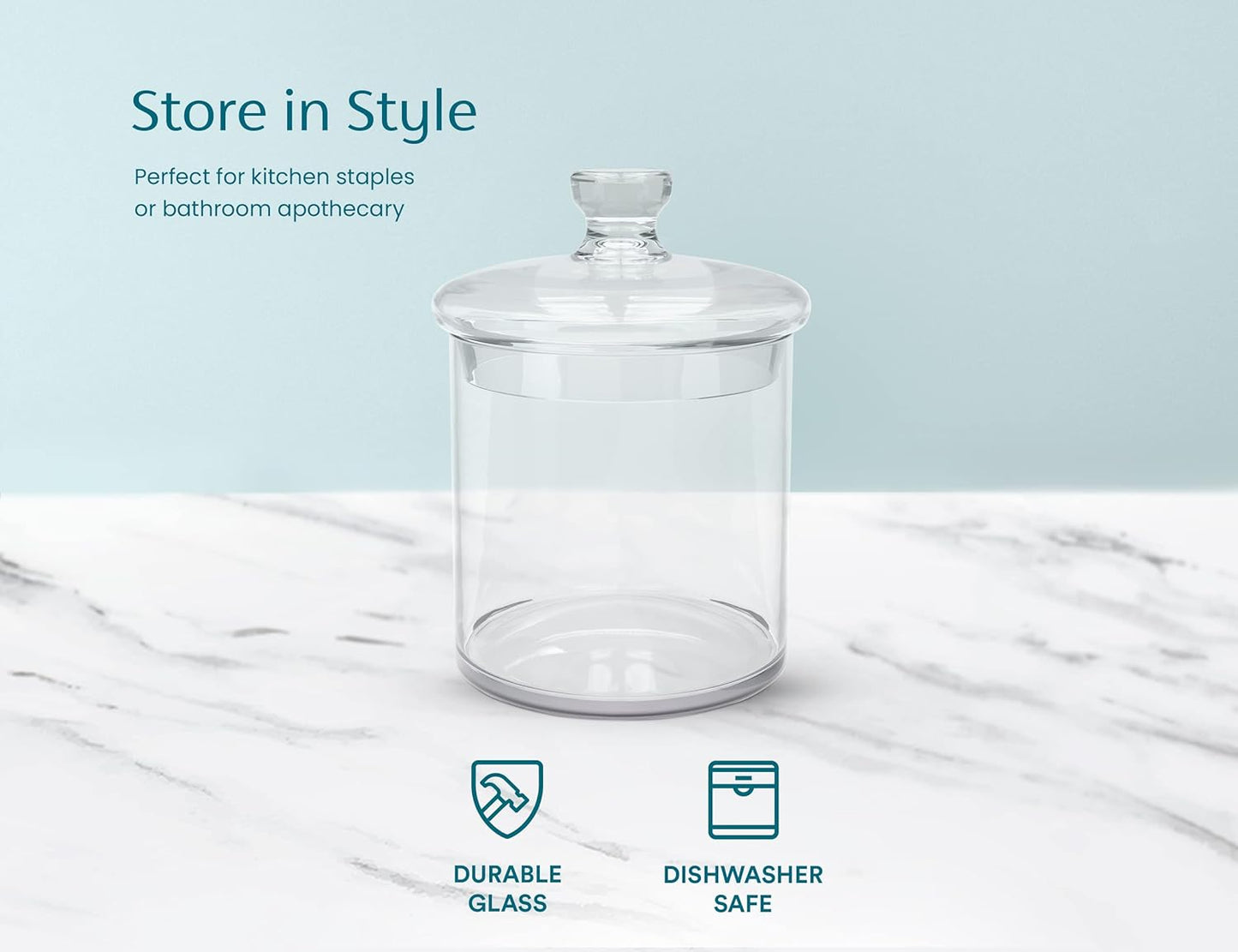Plastic-Free Glass Apothecary Storage Jars, 36 oz, Set of 2 – Kook
