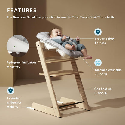 Stokke Tripp Trapp Solid Beechwood Chair with Newborn Set Bundle