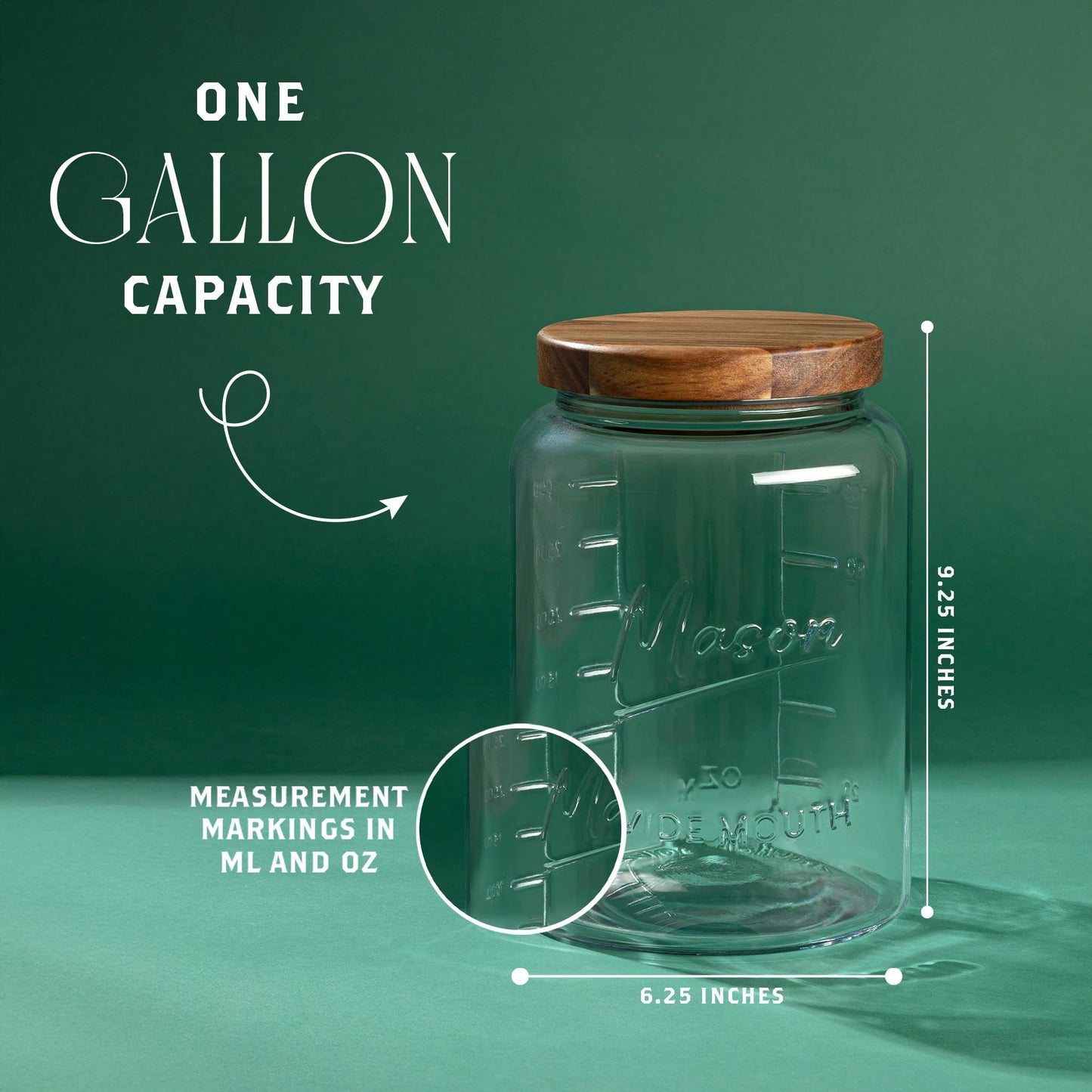 Plastic-Free 1-Gallon Glass Mason Jar with Acacia Wood Lid – Kitchentoolz