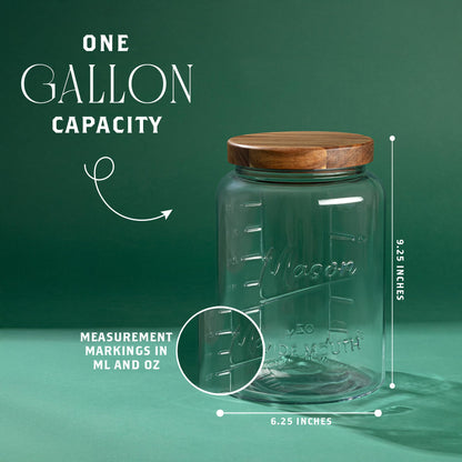 Plastic-Free 1-Gallon Glass Mason Jar with Acacia Wood Lid – Kitchentoolz