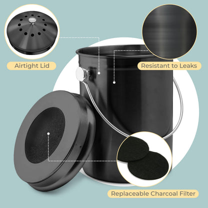 Microplastic-Free Kitchen: Epica Stainless Steel Compost Bin Non-Toxic