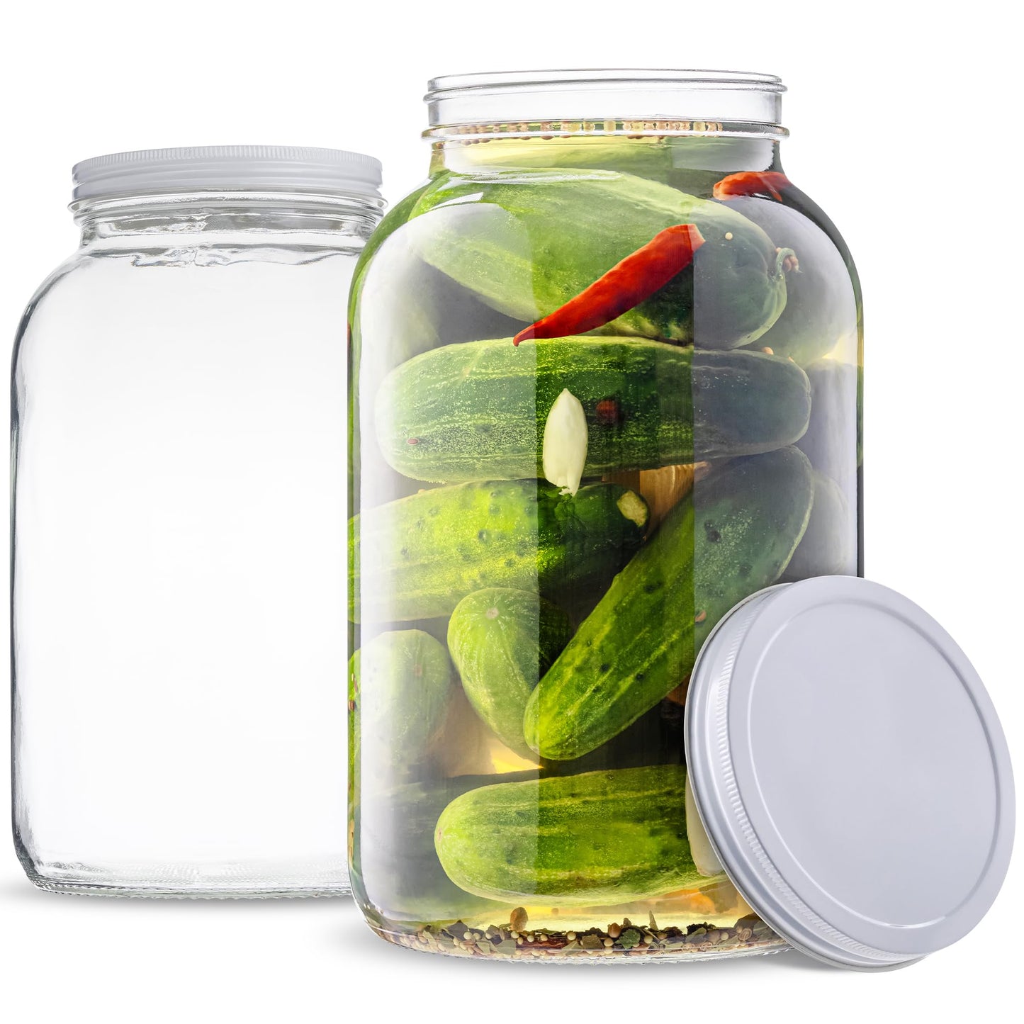 1-Gallon Glass Mason Jars with Airtight Metal Lids, 2-Pack - Kitchentoolz