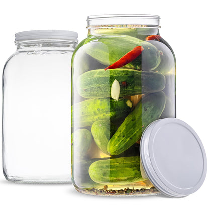 1-Gallon Glass Mason Jars with Airtight Metal Lids, 2-Pack - Kitchentoolz