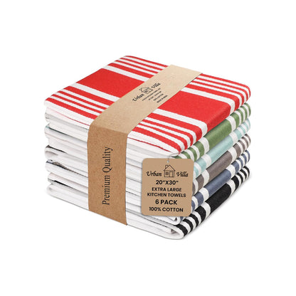 Microplastic-Free Kitchen: Urban Villa Cotton Dish Towels 6-Pack Non-Toxic