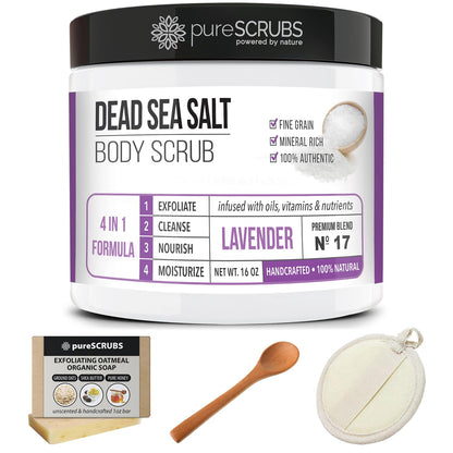 Fragrance-Free Dead Sea Salt Body Scrub, Organic Oils – pureSCRUBS Unscented