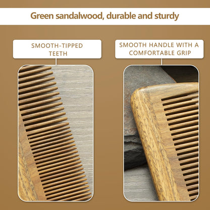 Handmade Green Sandalwood Wooden Comb, Anti-Static & Vegan – Onedor