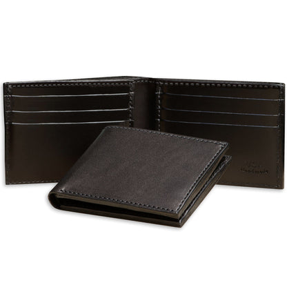 Black leather wallet on a white background