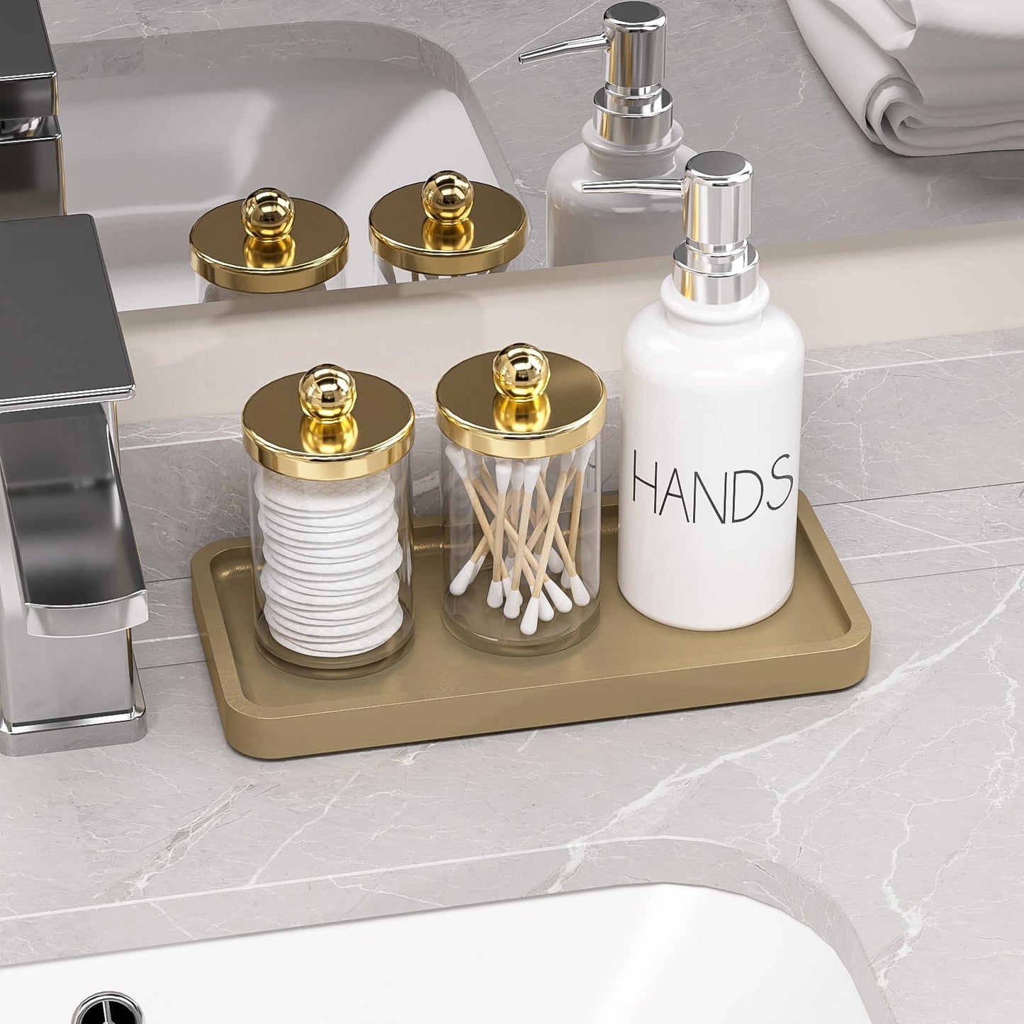Sustainable Bamboo Bathroom Vanity Tray: Sleek Countertop Organizer