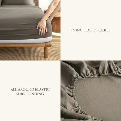 DAPU 100% Pure French Linen Sheets: Natural Normandy Flax Set