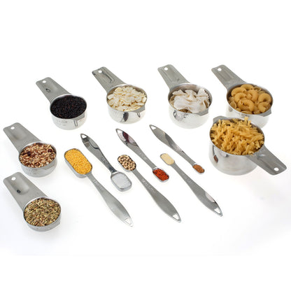 Microplastic-Free 18/8 Stainless Steel Measuring Cups & Spoons Set, 13-Piece