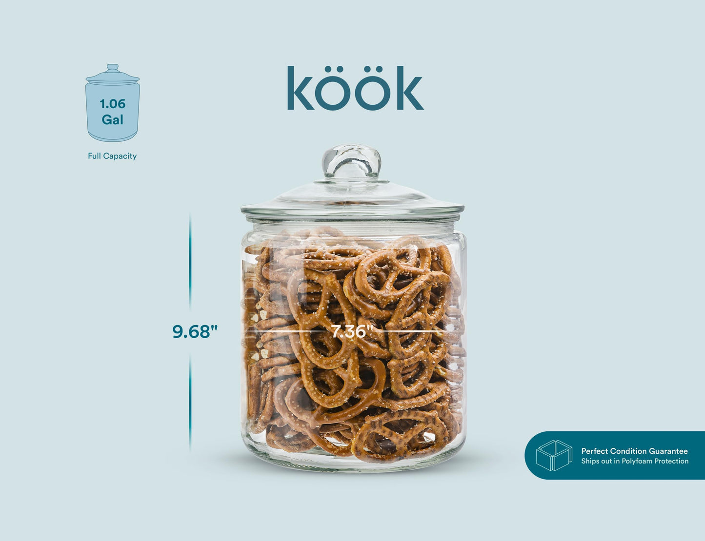 Plastic-Free Half-Gallon Glass Storage Jars, Glass Lids, 2-Pack – KooK