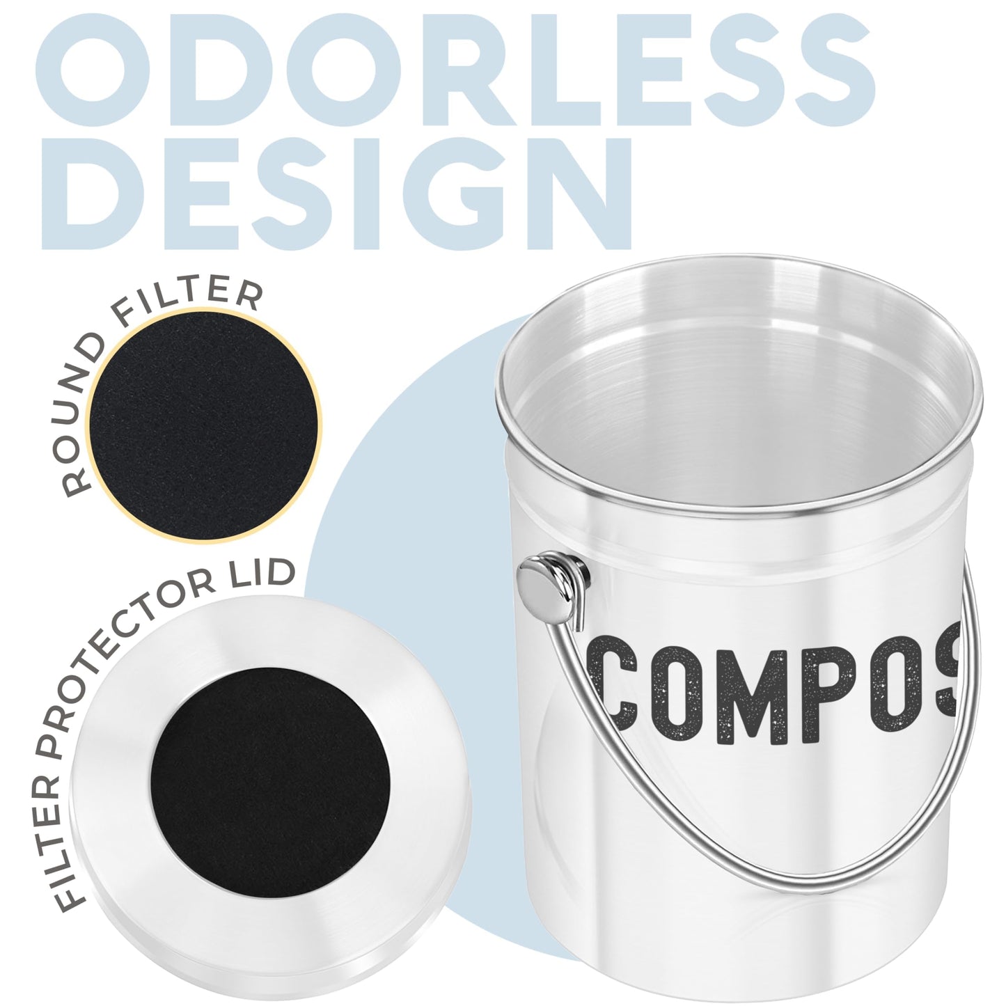Microplastic-Free Kitchen: Epica Stainless Steel Compost Bin Non-Toxic