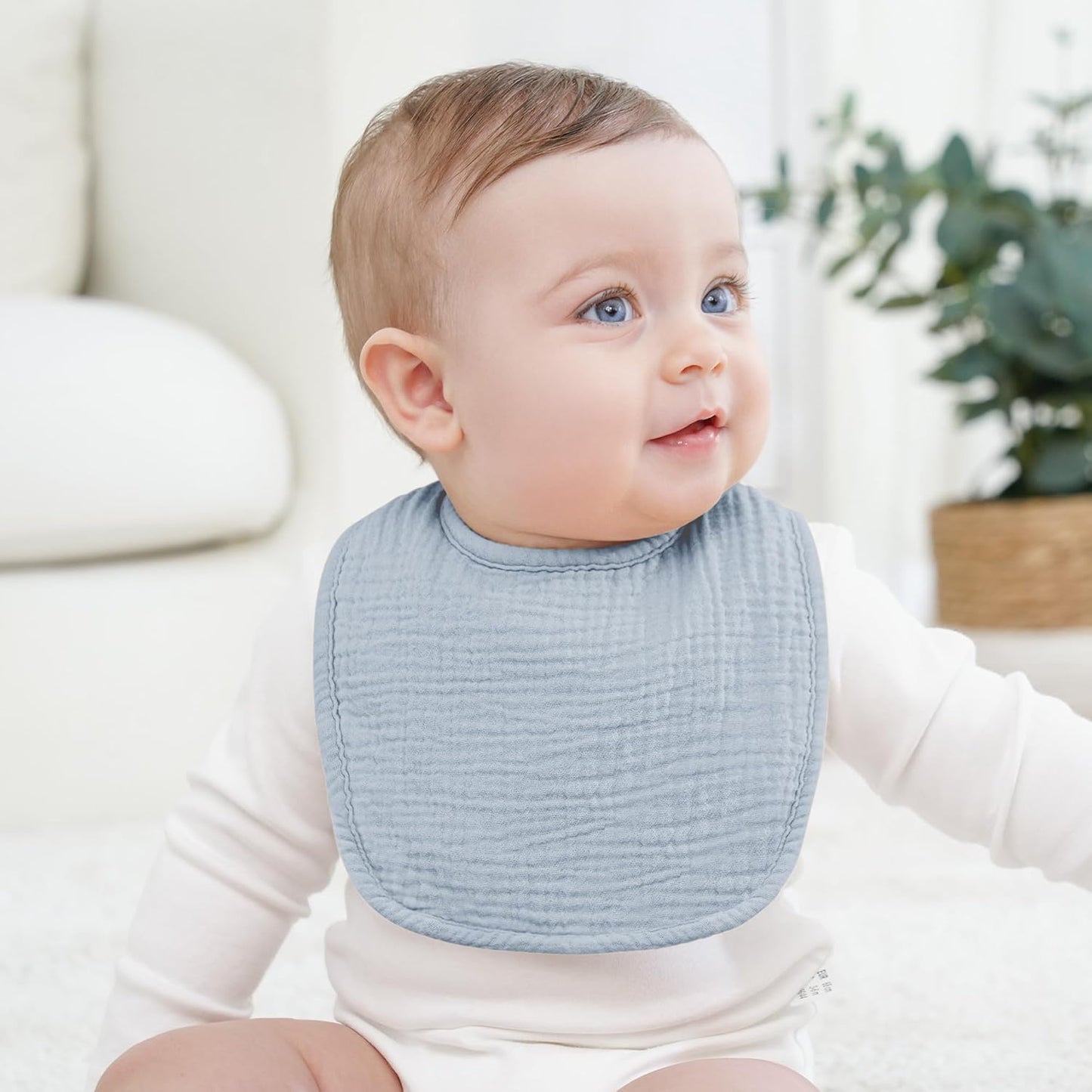 Bearmoss 100% Cotton Square Muslin Baby Drool Bibs (8-Pack)