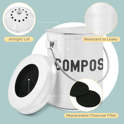 Microplastic-Free Kitchen: Epica Stainless Steel Compost Bin Non-Toxic