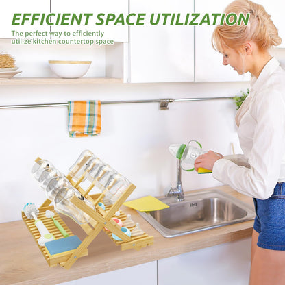 DSVENROLY Vertical Bamboo Drying Rack: Rapid-Dry Foldable Organizer