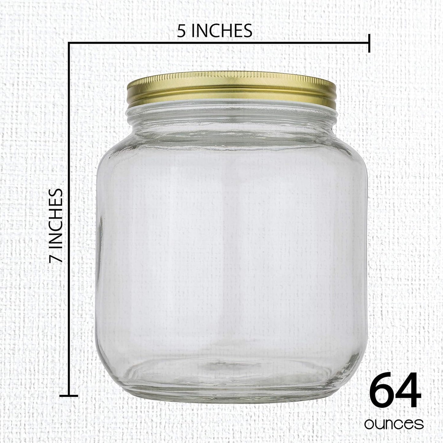 Half-Gallon Glass Mason Jars with Metal Lids, 2-Pack - Kitchentoolz