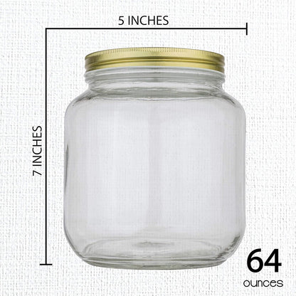 Half-Gallon Glass Mason Jars with Metal Lids, 2-Pack - Kitchentoolz