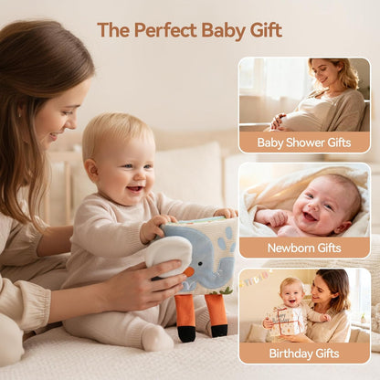 Montessori Soft Baby Book: Sensory Textures & Teether Toy