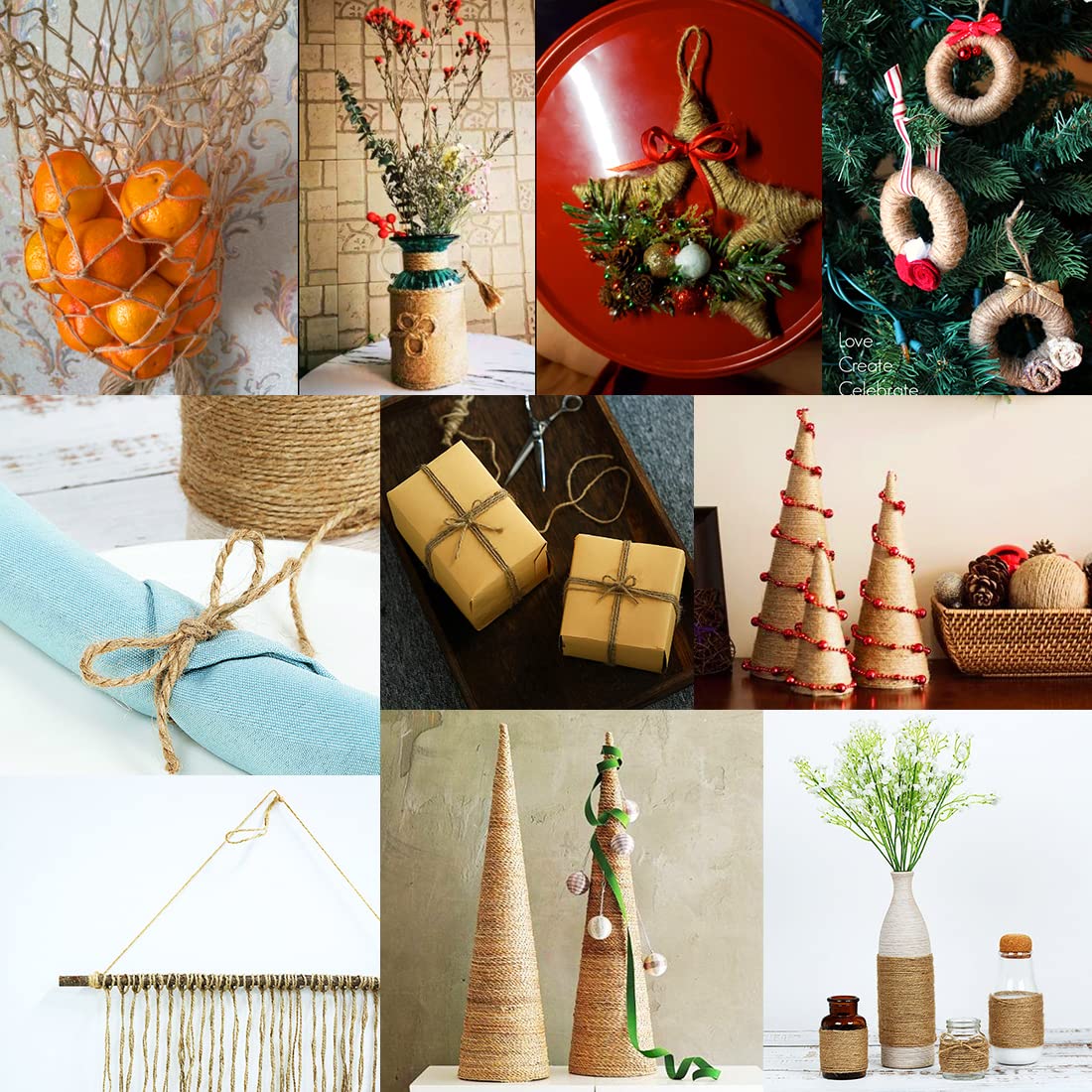 100% Natural Jute Twine: 1100 Feet of Biodegradable Cord for Zero-Waste Crafting and Gardening