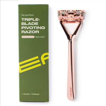 Leaf Shave All-Metal Safety Razor with Flexible Pivoting Head, Plastic-Free Triple-Blade Razor