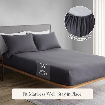 DAPU 100% Pure French Linen Sheets: Natural Normandy Flax Set