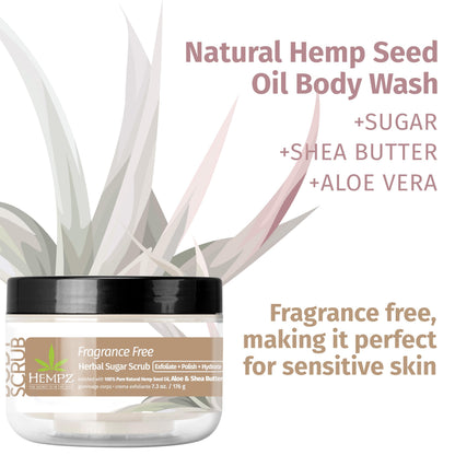 Fragrance-Free Sugar Body Scrub with Hemp Seed Oil – HEMPZ