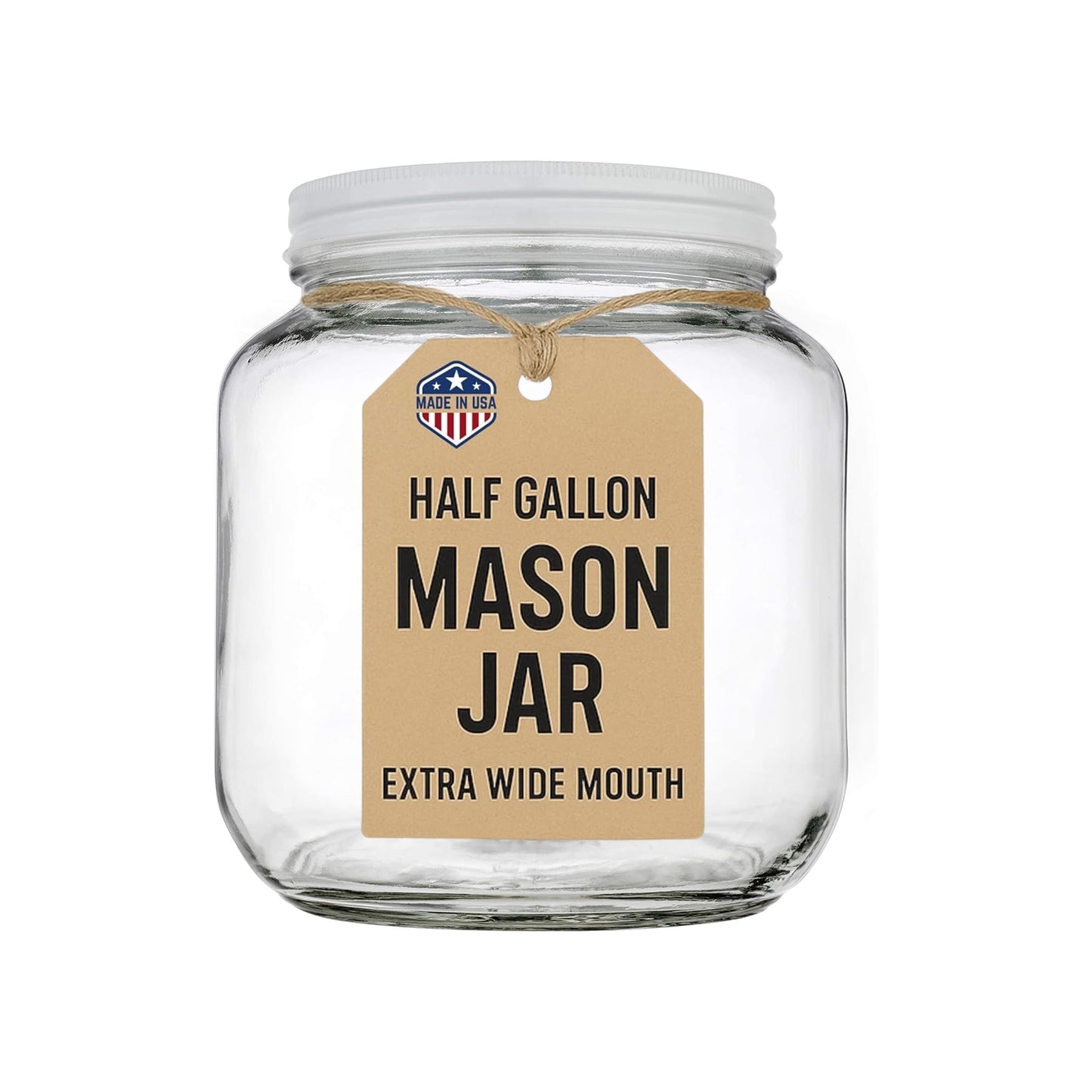 Half-Gallon Glass Mason Jars with Metal Lids, 2-Pack - Kitchentoolz