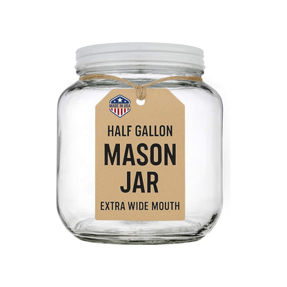 Half-Gallon Glass Mason Jars with Metal Lids, 2-Pack - Kitchentoolz