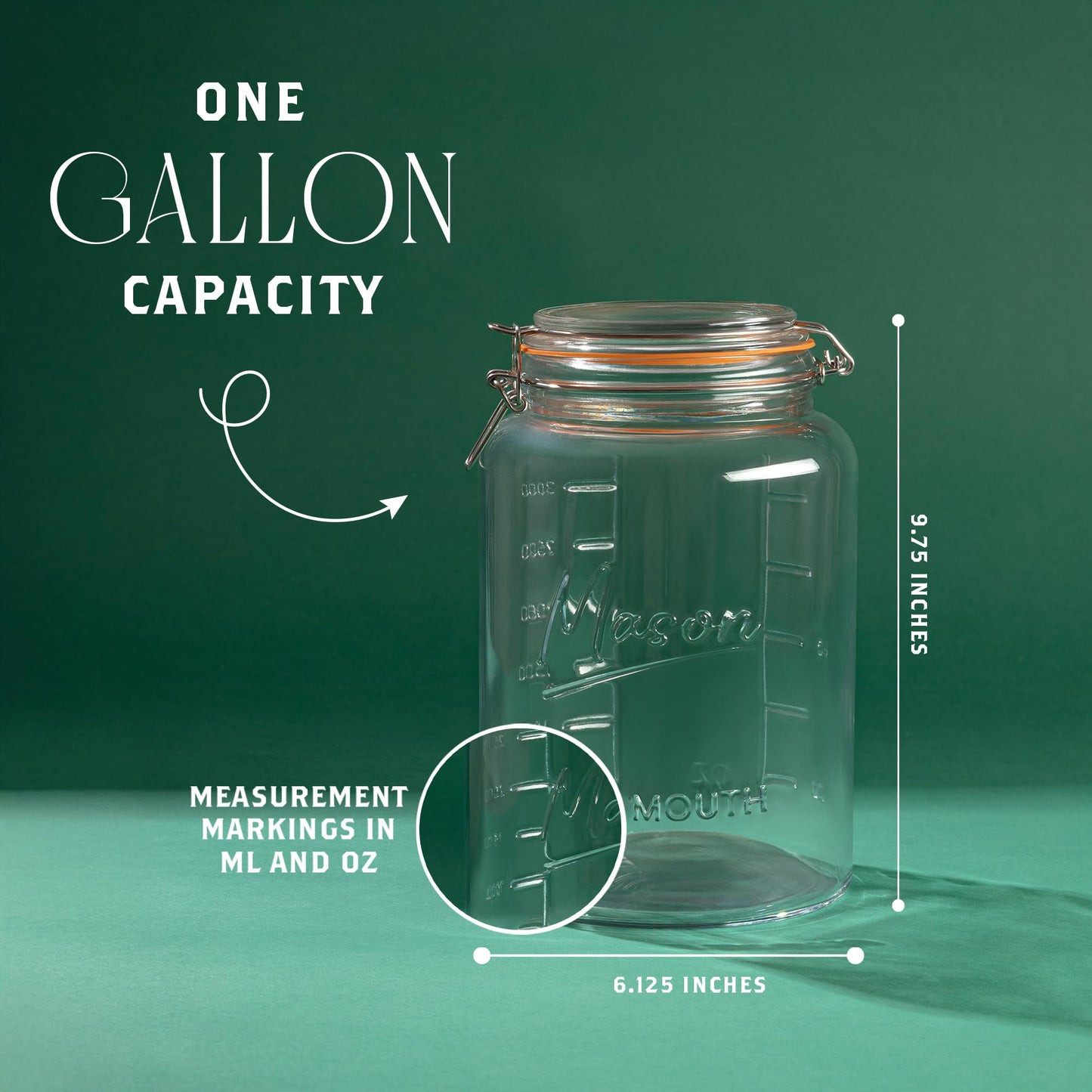 Plastic-Free 1-Gallon Glass Mason Jar with Glass Lid – Kitchentoolz