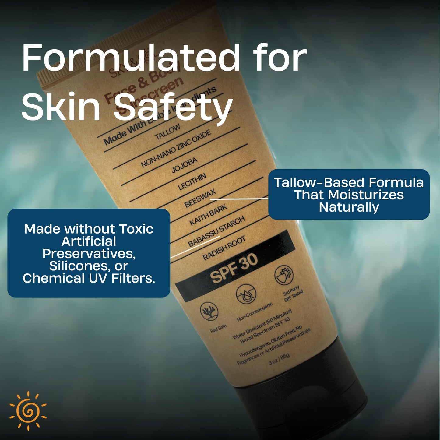 Mineral Sunscreen SPF 30, Non-Nano Zinc & Tallow, Fragrance-Free – Sky & Sol
