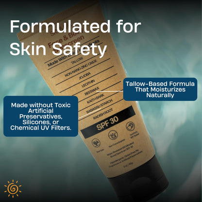Mineral Sunscreen SPF 30, Non-Nano Zinc & Tallow, Fragrance-Free – Sky & Sol