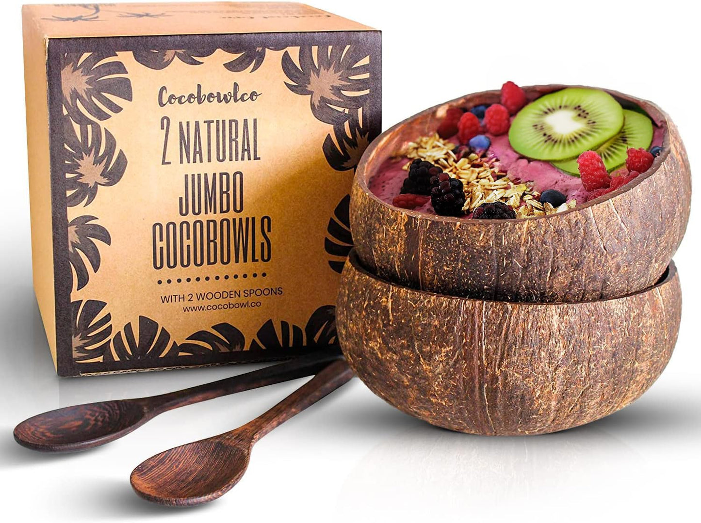 Non-Toxic Coconut Bowl Set with Wooden Spoons (COCOBOWLCO)