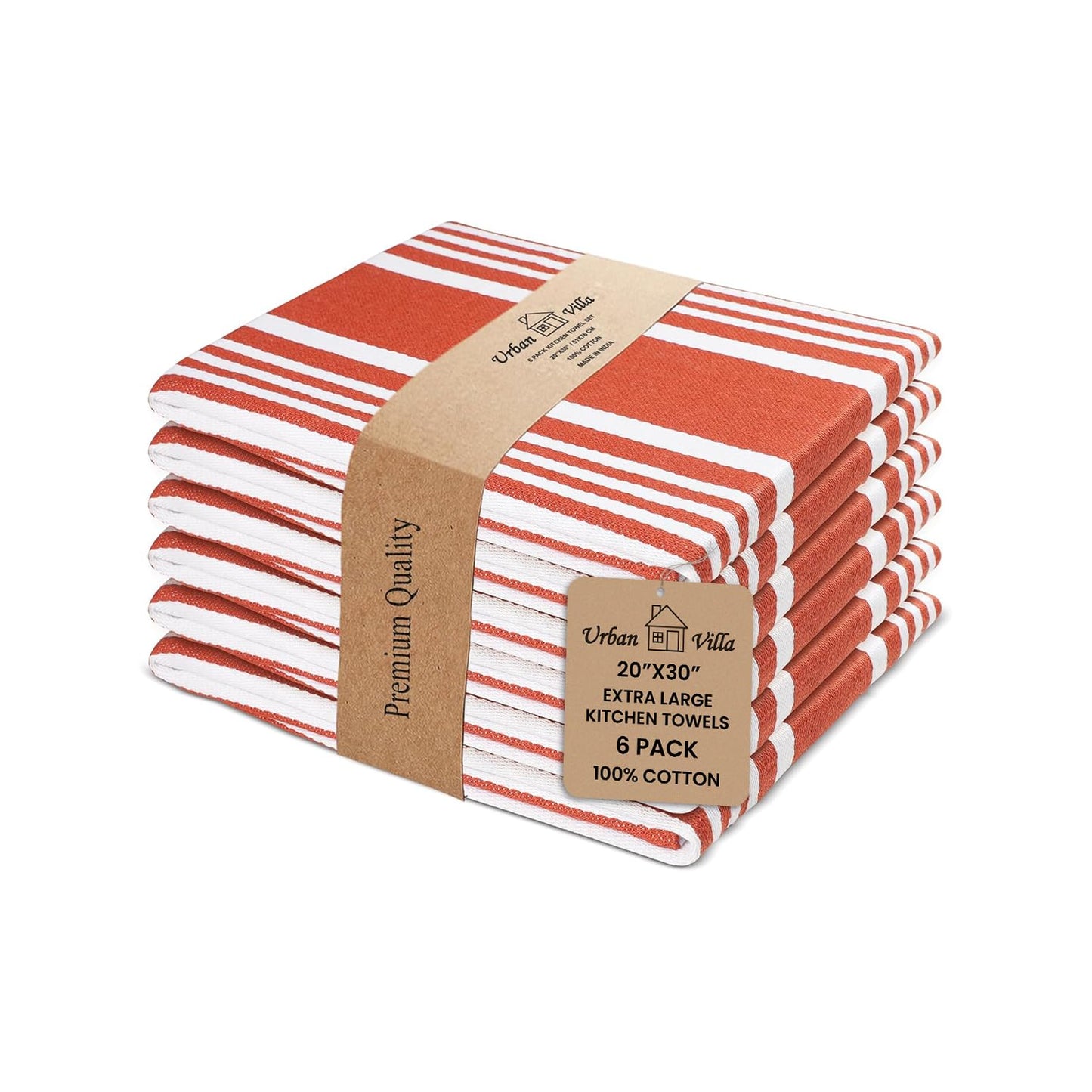 Microplastic-Free Kitchen: Urban Villa Cotton Dish Towels 6-Pack Non-Toxic