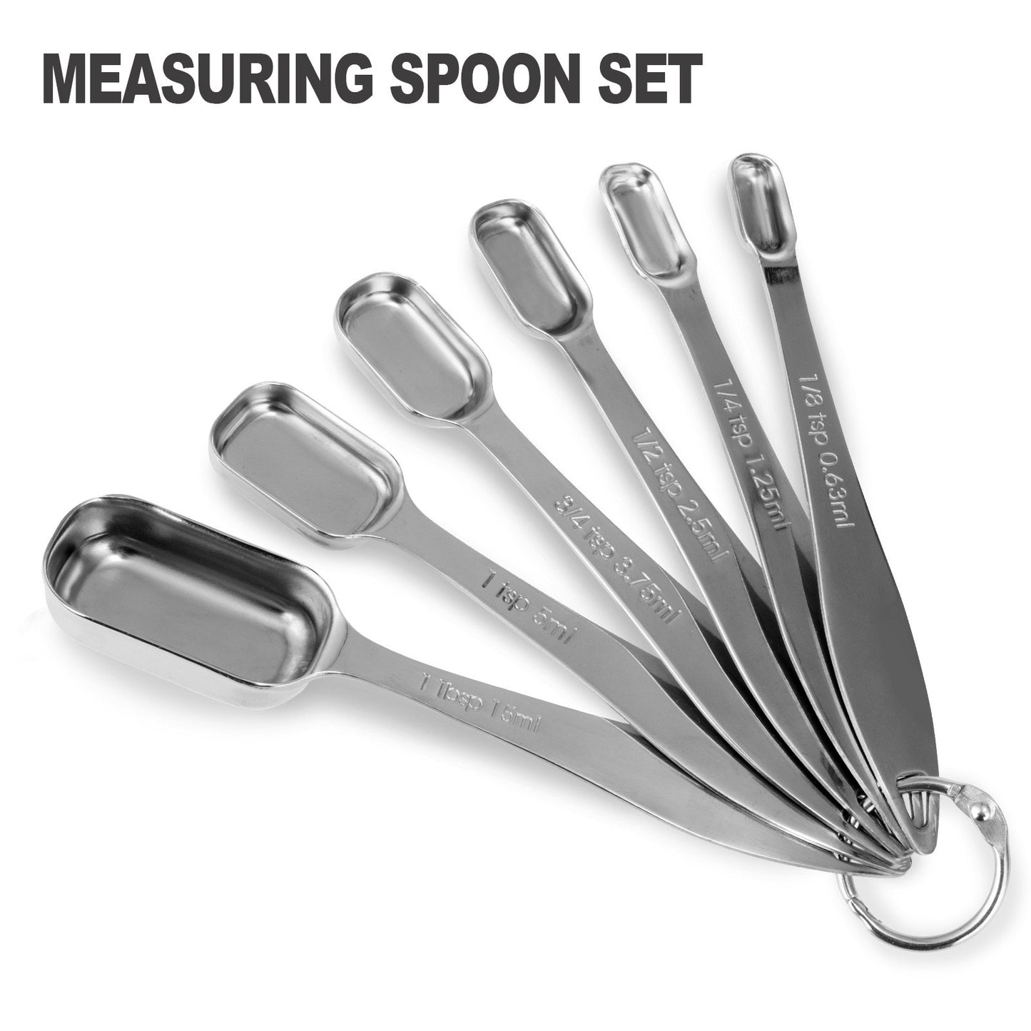 Microplastic-Free 18/8 Stainless Steel Measuring Cups & Spoons Set, 13-Piece