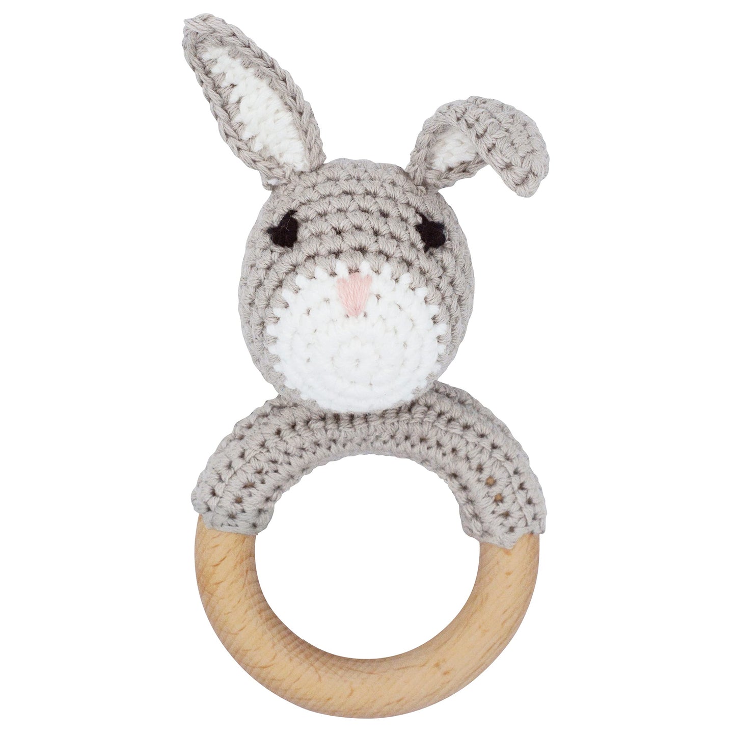 Joliecraft Woodland Friends Baby Rattle: Cotton & Beechwood Elephant