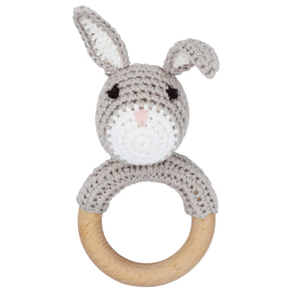 Joliecraft Woodland Friends Baby Rattle: Cotton & Beechwood Elephant