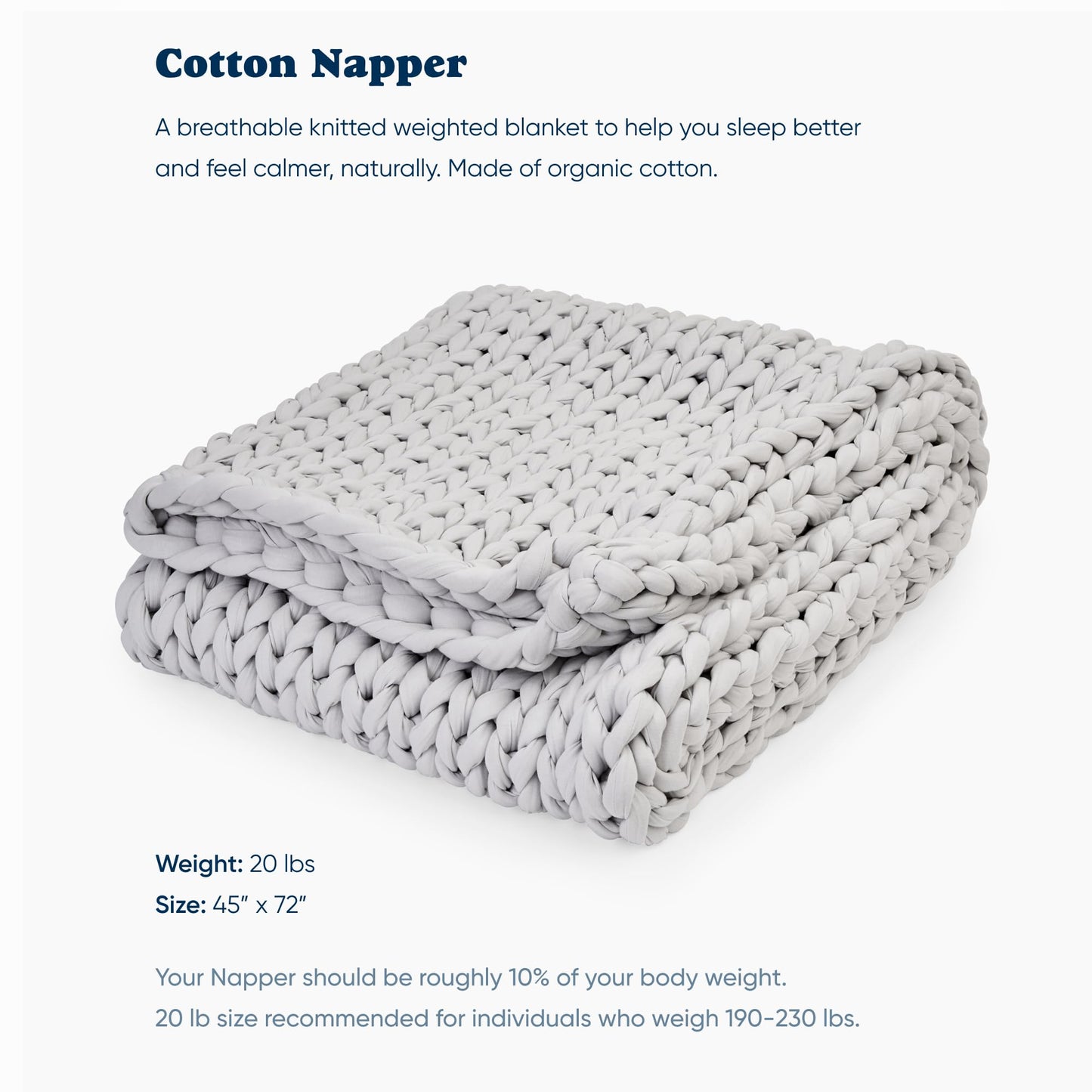 Toxin-Free Sleep: Bearaby Organic Cotton 100% Hand-Knit Weighted Blanket, Non-Toxic