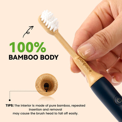 94% Plastic-Free Bamboo Toothbrush Heads with Charcoal Bristles, for Philips One by Sonicare