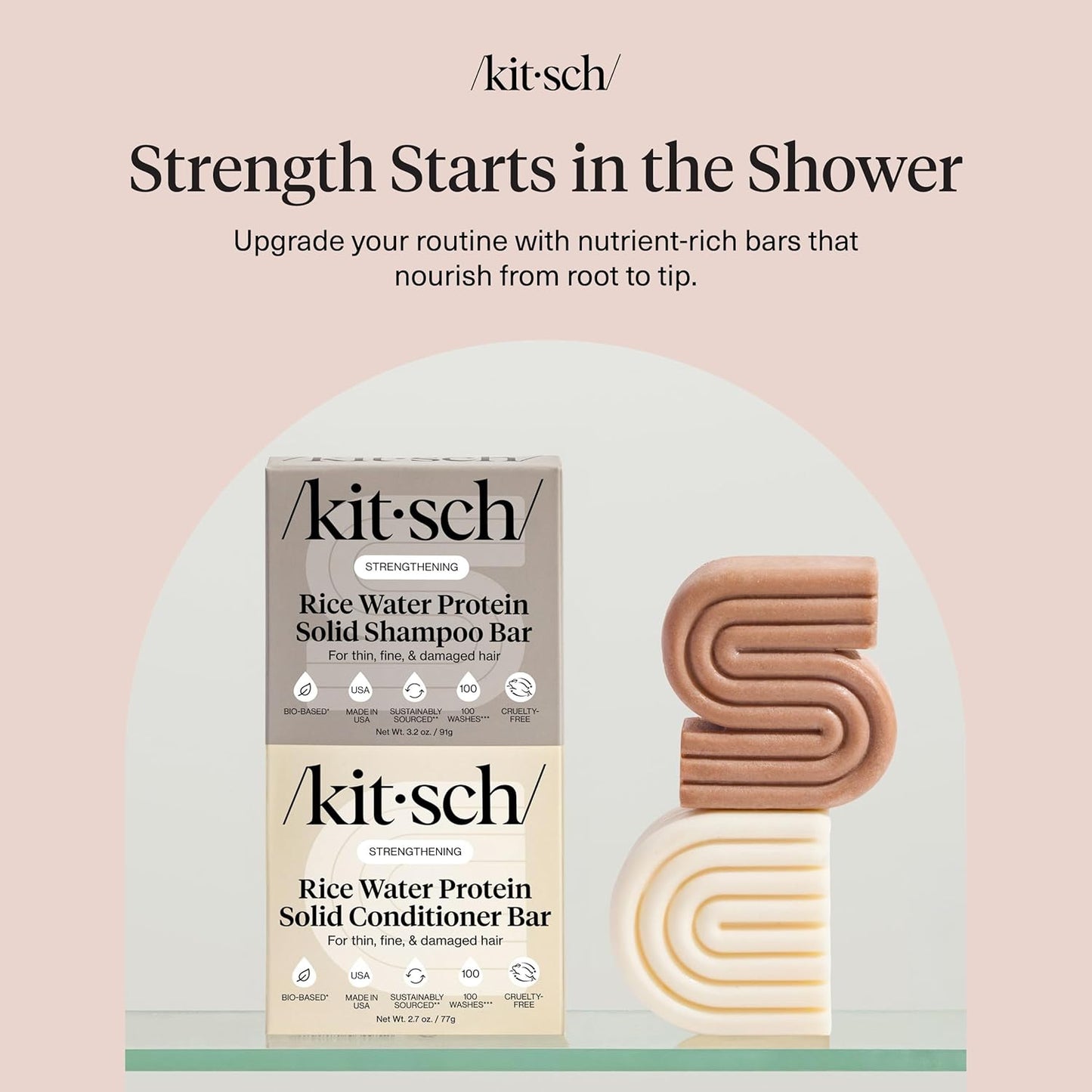 Plastic-Free Rice Water Shampoo & Conditioner Bars, Vegan – Kitsch