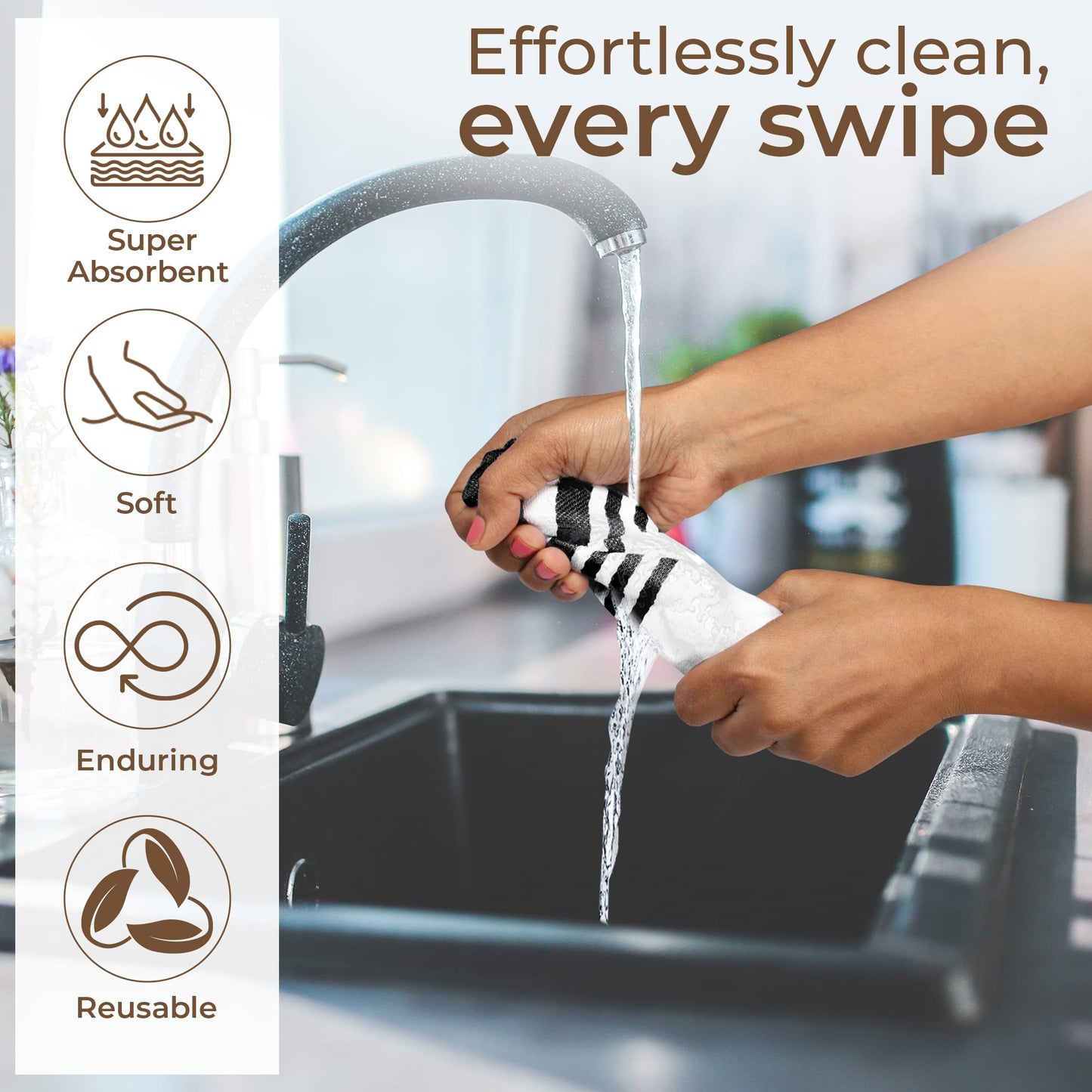 Microplastic-Free Kitchen: Urban Villa Cotton Dish Towels 6-Pack Non-Toxic